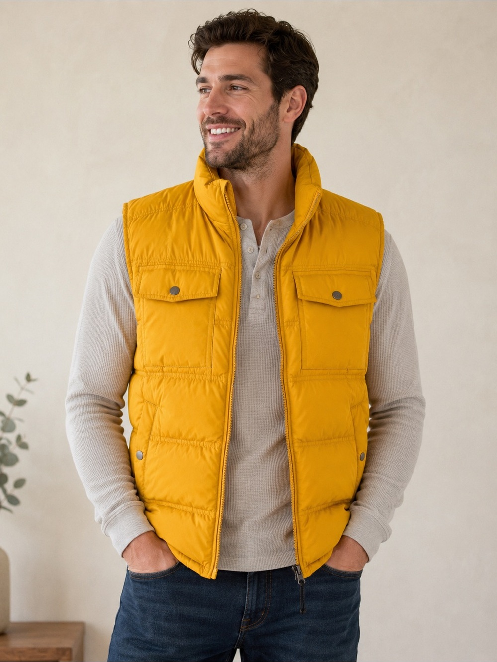 Goodfellow & Co Men’s Mustard Yellow Puffer Vest Size M Utility